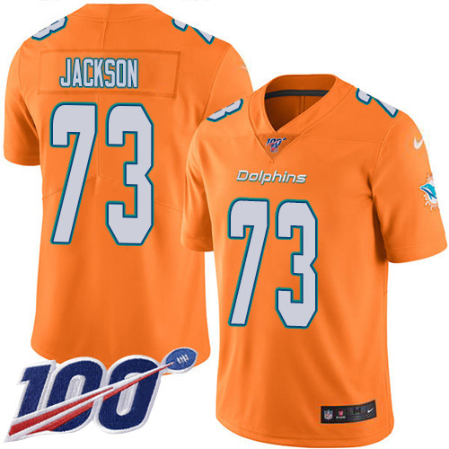 Nike Miami Dolphins #73 Austin Jackson Orange Youth Stitched NFL Limited Rush 100th Season Jersey->youth nfl jersey->Youth Jersey